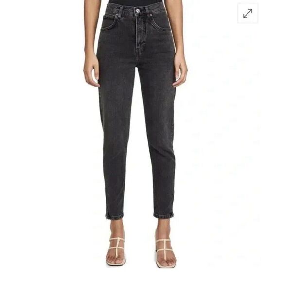 Reformation Jeans 80S Ultra High Cigarette Faded Black Yuma Wash 30‎ Zip Ankle - Picture 1 of 8